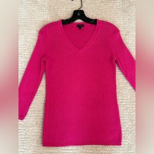 Talbots 3/4 Sleeve Ribbed V-Neck Sweater